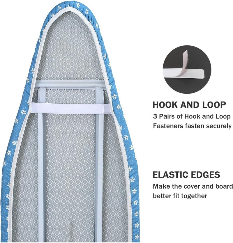 LCLW Ironing Board Cover and Pad Standard Size 15 x 54,3 Pairs of Hook and Loop Fastener Straps,Elastic Edges,Cotton Iron Board Cover with Scorch Resistant Thick Padding (Pattern D) - Image 4